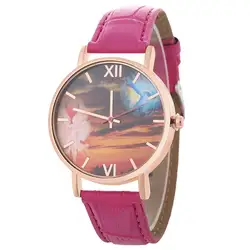 T0151-Z8 минималистский часы кожаный ремешок корпус из сплава Мода для девочек Кварцевые наручные часы женская одежда часы montre femme 2018