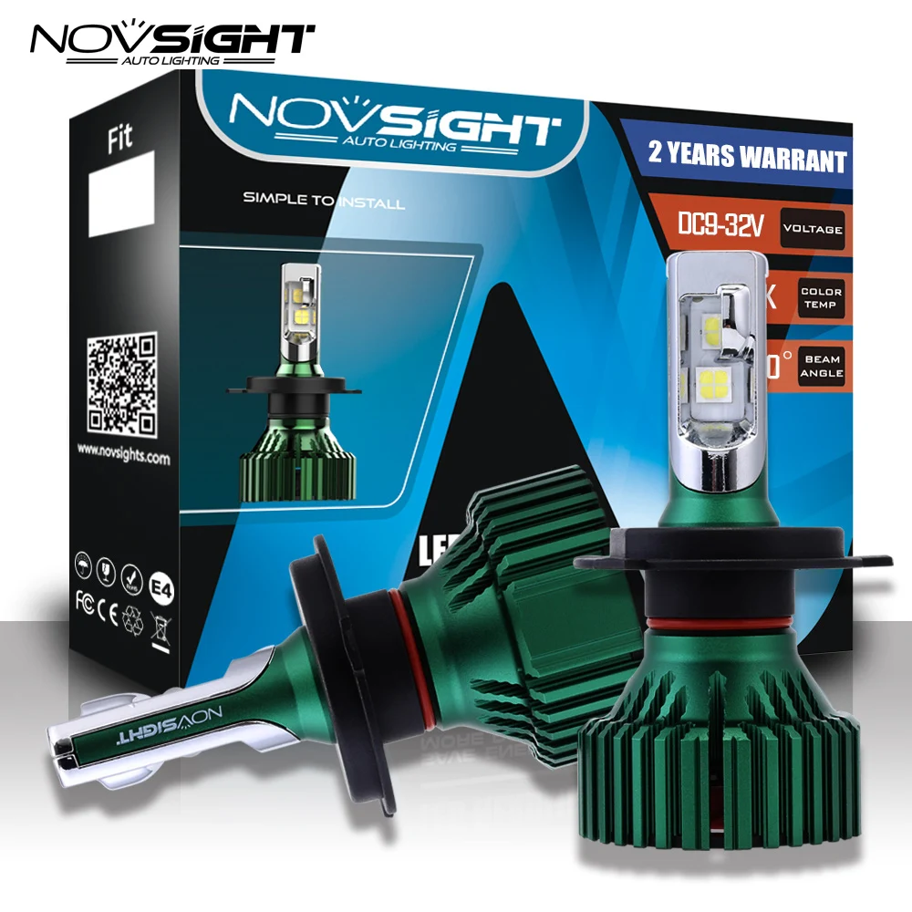 Novsight 60 Вт H7 ближний свет H4 Светодиодный дальнего света лампы для фар 16000LM 12 В 24