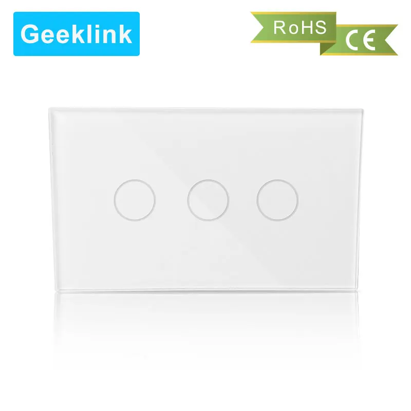 

Geeklink Smart Remote Control Touch Feedback Wall Switch 1/2/3Gang Work With Thinker And RemoteBox 3S Compatible Amazon Echo