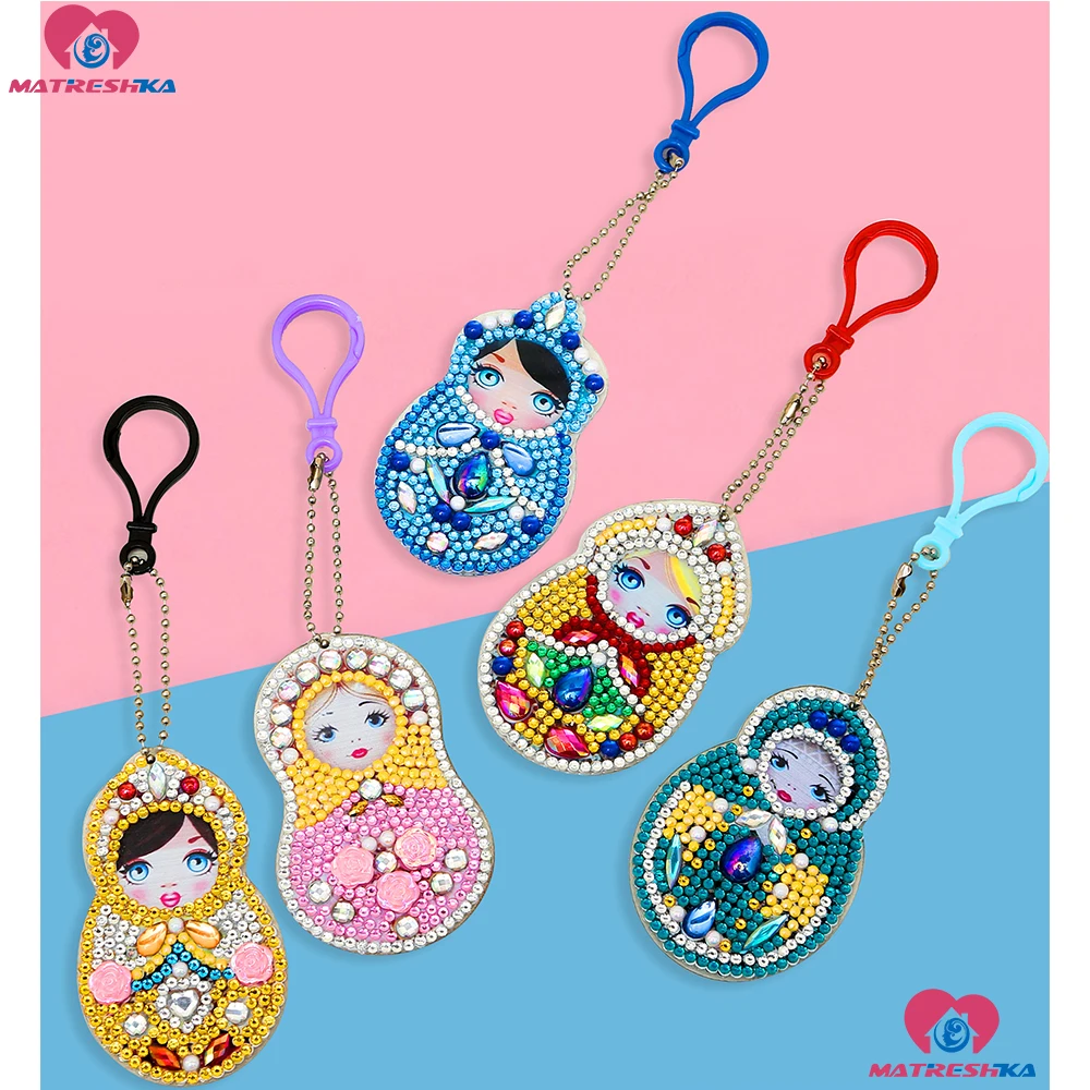

DIY Crystal pattern Diamond Embroidery 5D Diamond Painting Key Chain 5d Special Diamond Sticker Double Sided diy doll Decoration