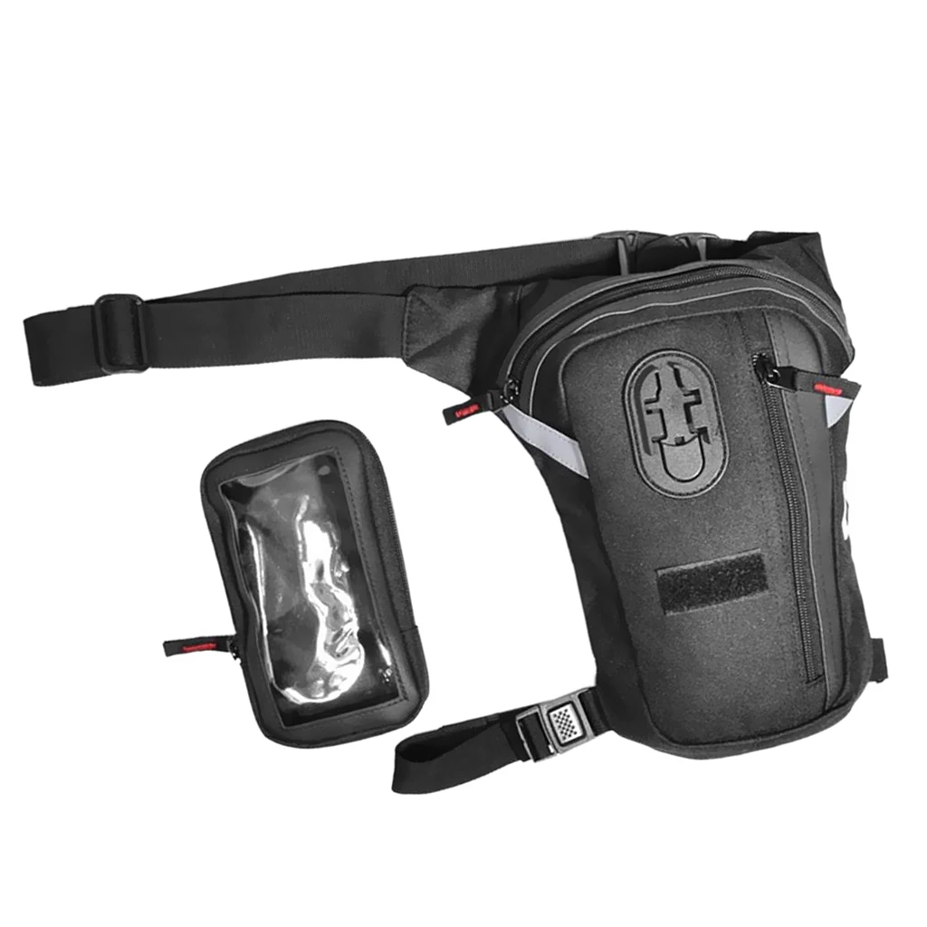 Motorcycle Fanny Pack Racing Drop Leg Bag - Waterproof Outdoor Sport Cycling Hiking Travel Waist Pack Phone Pouch Black