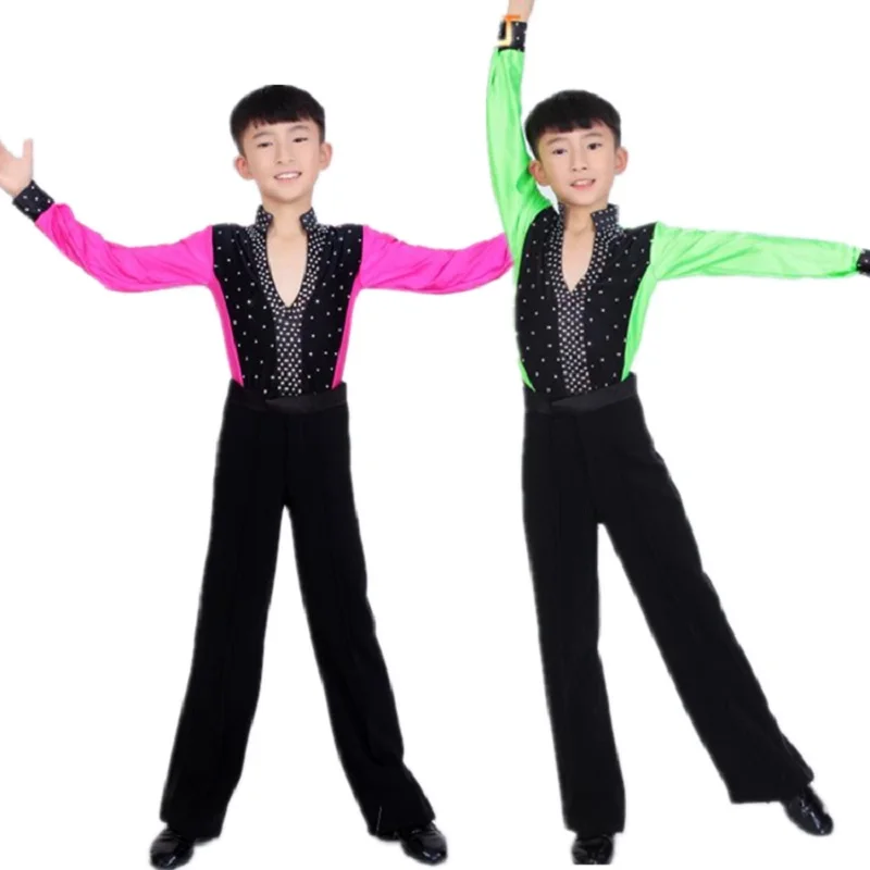 

latin dancing tango mens kids morden shirt lace long sleeve dress shirts for boys dance wear ballroom ragazzo costumes children