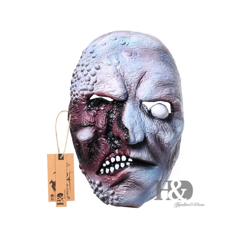 Latex Scary Terrible Burns Deformed Full Mask  Mask Orange Ghost Adult Party Mask Halloween Props Masquerade Fancy Dress Costume