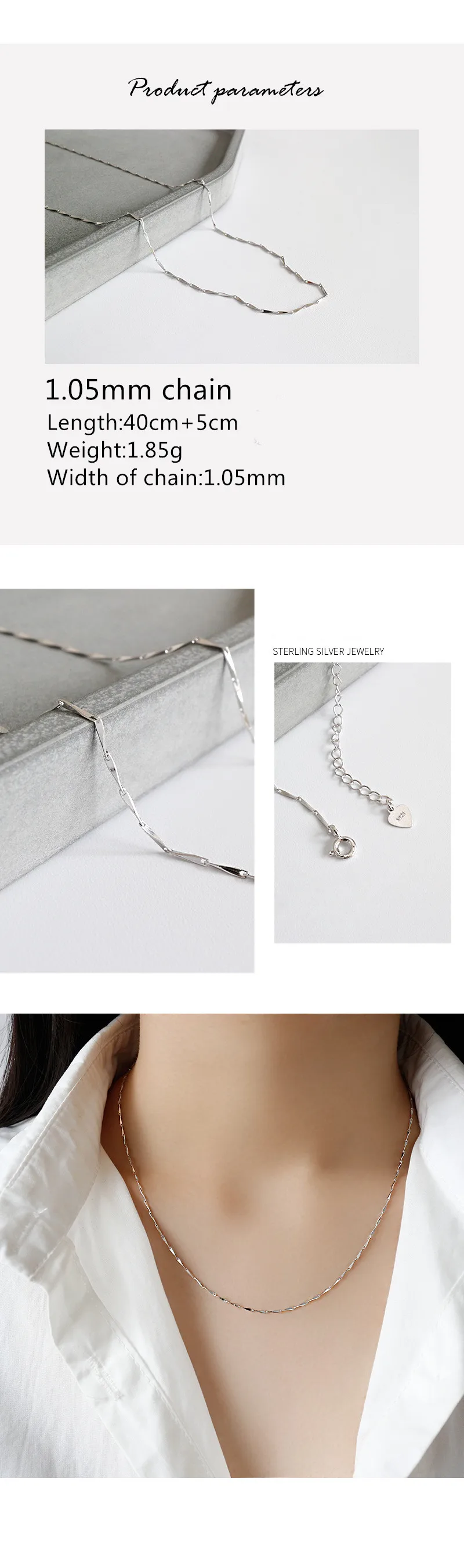 10 стилей, ожерелье из стерлингового серебра 925 пробы, колье для женщин, минимализм, компонент ожерелья для женщин, ожерелье, серебряные ювелирные изделия