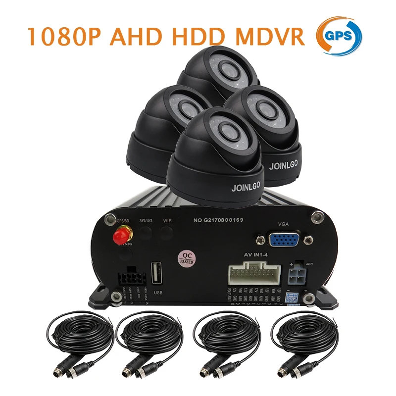 

Free Shipping 4 Channel GPS 2.0MP 1080P HD AHD 2TB HDD Hard Disk Car DVR MDVR Video Recorder Kit IR InCar Dome Front Car Camera