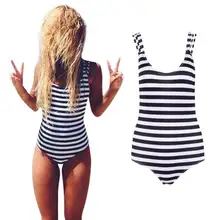 Newest Striped High Neck Halter Hollow Out One Piece Swimsuit Women 2016 Bathing Suits Sexy Beach
