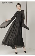 Women Summer 2017 Asymmetry Butterfly Sleeve Fashion Brand Black Sequined Long Casual Work Beach Party Dress 9293