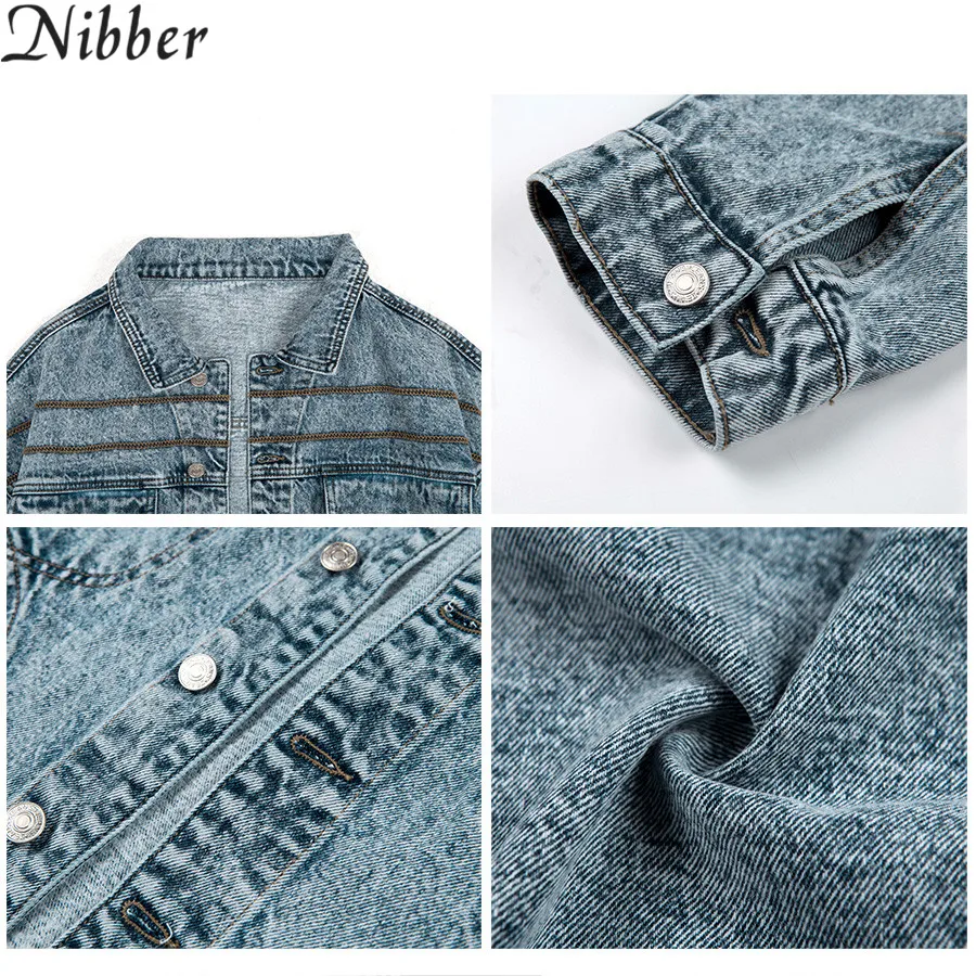Nibber Womens Autumn Winter Basic Denim Jacket hot sale wild Long Sleeve Loose Warm jacket Spring autumn Casual popular women
