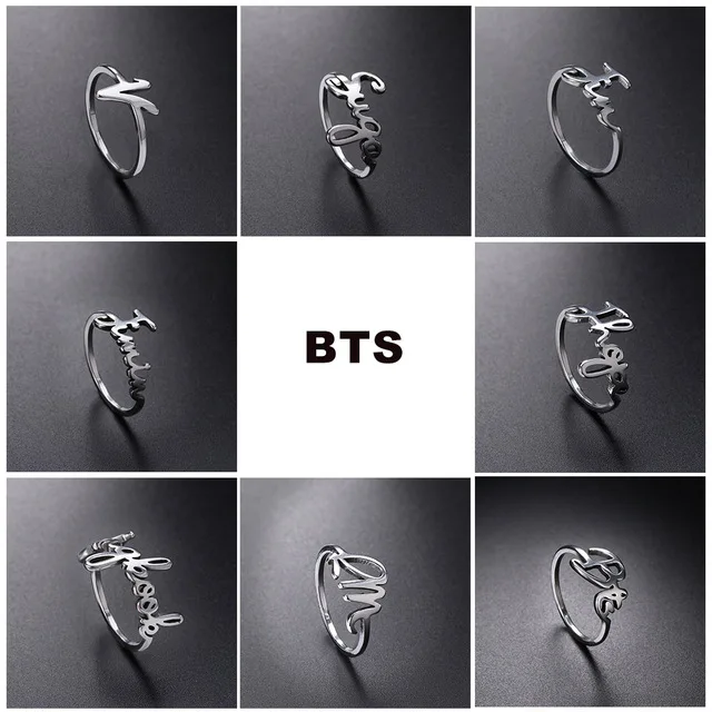 AOMU 1PC KPOP BTS Jung Kook Ring Stainless Steel Bangtan Boys Rings Jimin V Rap Monster ARMY BTS Accesssories Gift