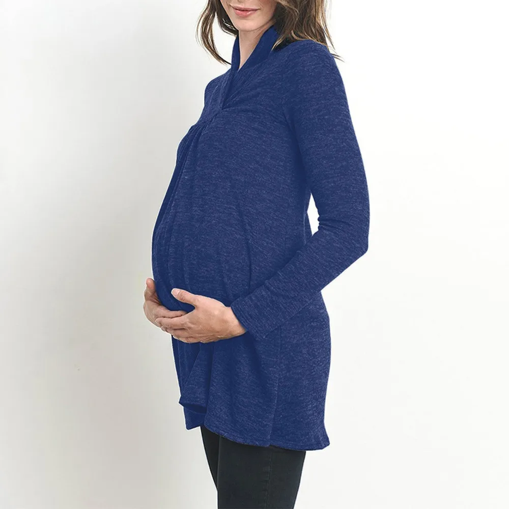 

fashion women's t-shirts 2018 Loose Maternity Clothes Pregnant Shirts Casual Long Sleeve V Neck Pregnancy tops