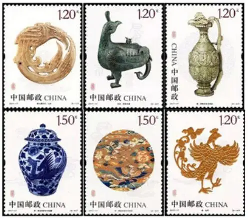 

6 PCS SET Phoenix Cultural Relics 2017-17 China Post Stamps Postage Collection