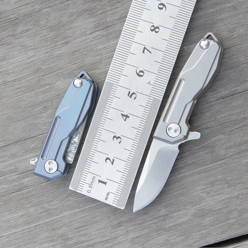 Mini Folding Knife Blade D2 Titanium Alloy Handle Tactical Survival Pocket Knives Camping Hunting Key EDC Tool | Инструменты