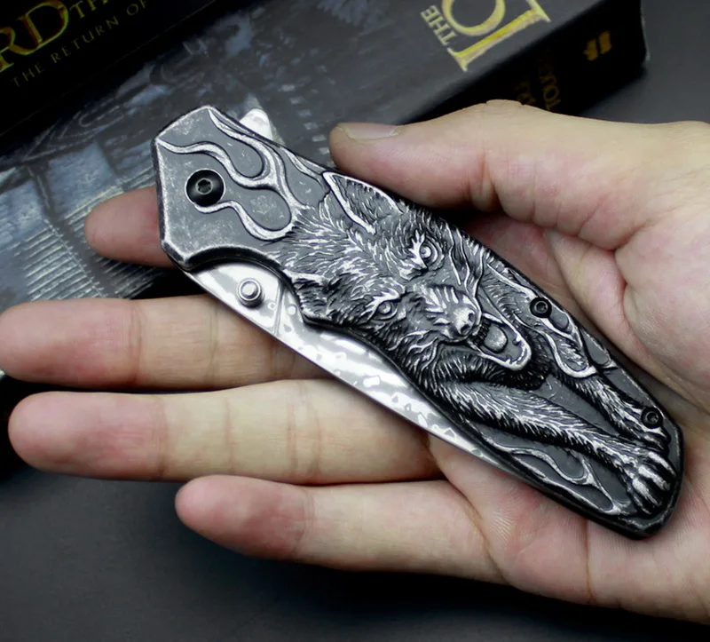 Складной карманный нож JUFULE из дамасской стали с оригинальным дизайном