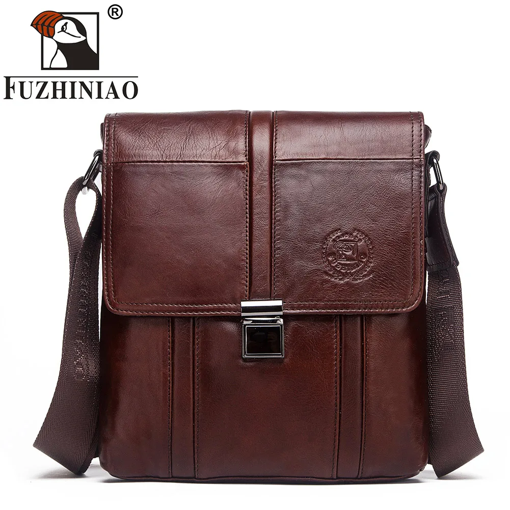 

FUZHINIAO 2019 Genuine Leather Men Messenger Bag Male Business Crossbody Casual Bag High Quality Sac Sling Shoulder Bags
