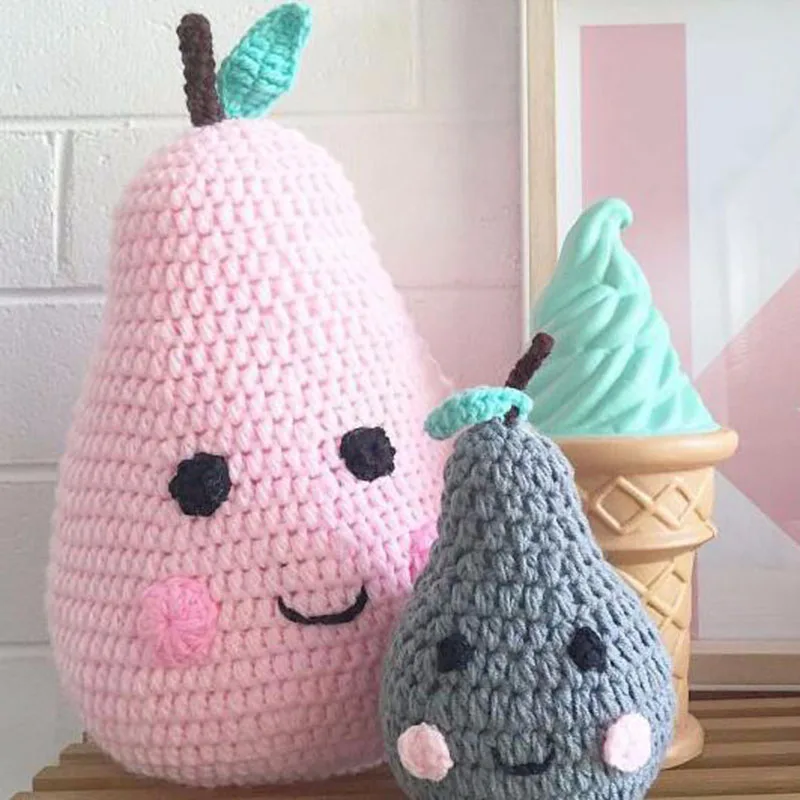 

DIY Cute baby pear shaped pillow hand knitted pillows cushions crochet pillow dolls decorative stuffed toy pillow for kids