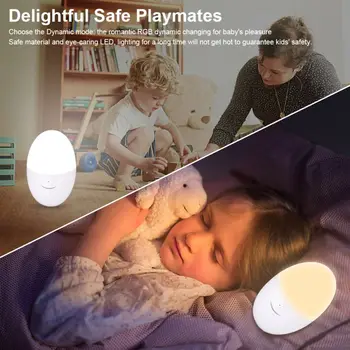 

Rechargeable Egg LED Night Light 4 Modes Shake RGB Color Touch Control Changing Light Kids Birthday Gift Don't Scared Night