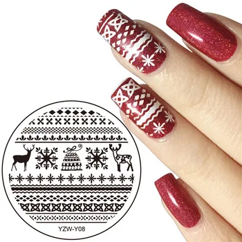 Diameter 5.5cm Round Nail Art Stamping Template Image Plate 20 Designs YZW-Y Series Nail Stamping Plates Manicure Stencil Set