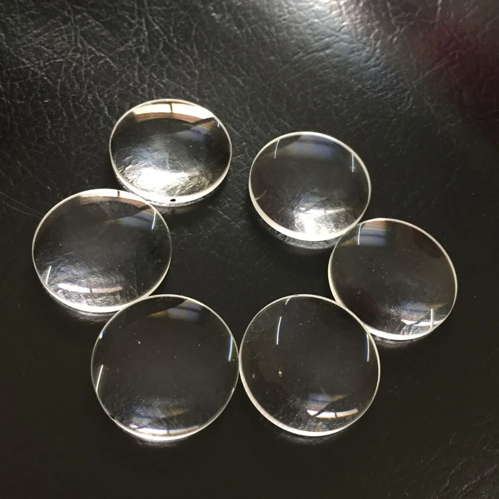 Defective 6 PCS 24mm Circle Double Convex Lens Magnifier Optical Glass