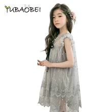 Летняя детская одежда без рукавов для девочек; кружевное танцевальное фатиновое платье с вышивкой и бантом; праздничное платье принцессы на свадьбу для детей от От 3 до 14 лет