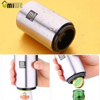

Magnetic Automatic Beer Bottle Cap Opener Creative Magnet Stainless Steel Push Down Beer Openers Easy To Use Auto Magnet Opener