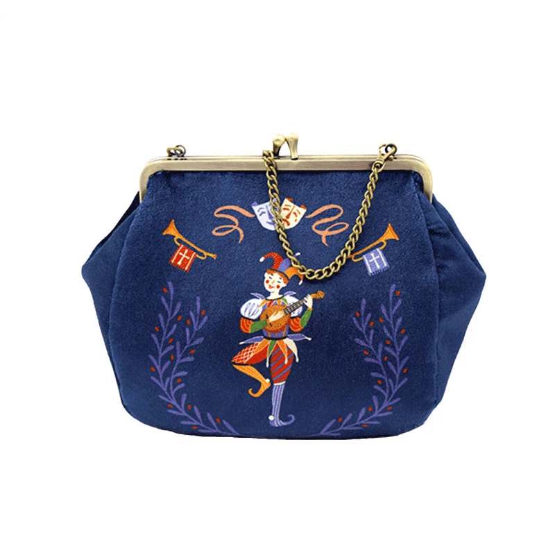 

Princess sweet lolita bag Original designer Vintage velvet gold bag chain package Korean simplified campus student bag LLD078