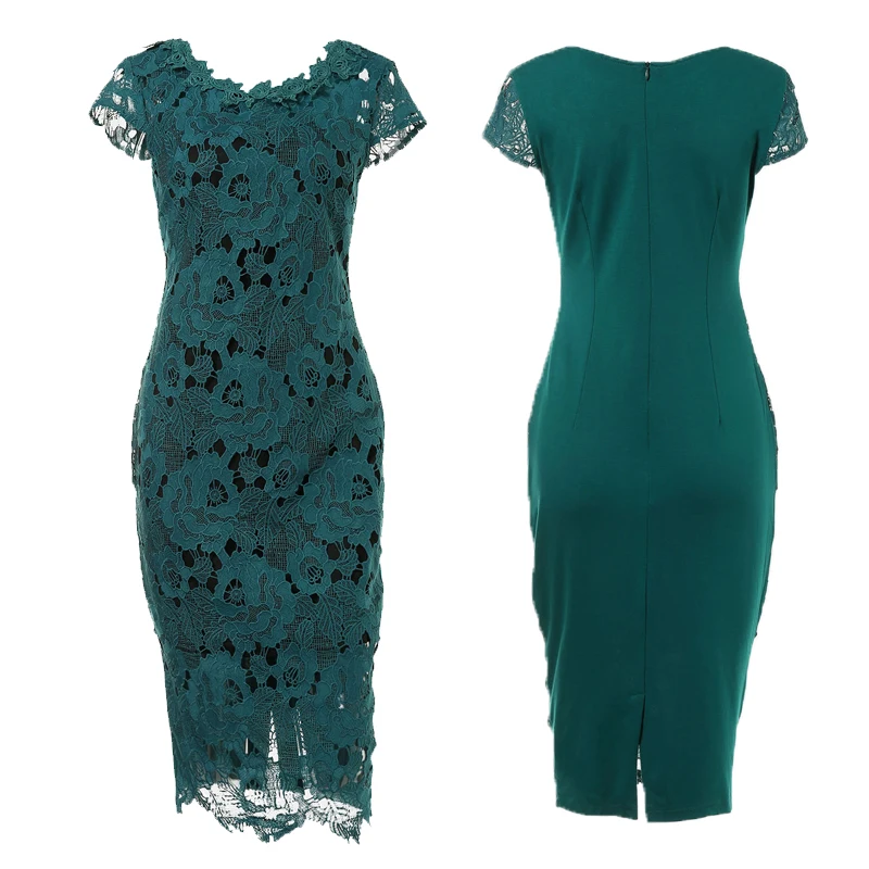 Kenancy Sexy Hollow Out Lace Dress Women Party & Office Elegant Sheath Bodycon Pencil Evening Vestidos With Lining 5 Colors