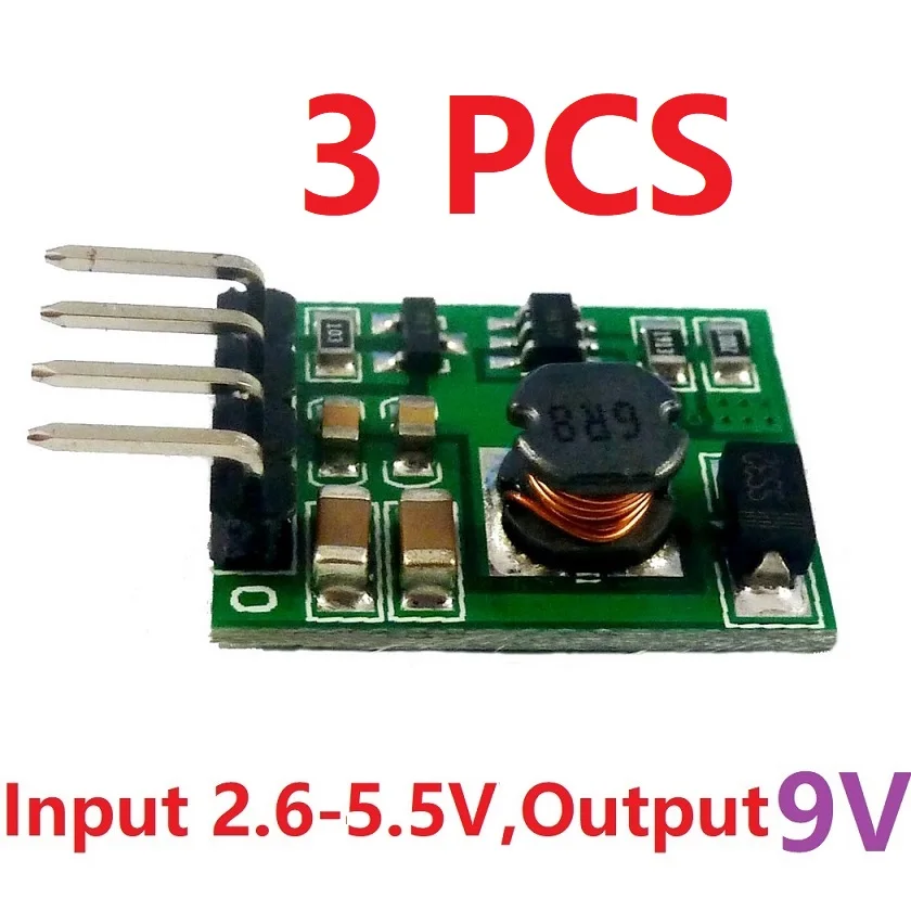3 шт с включением вкл/выкл DC-DC 3 в 3,3 В 3,7 в 4,2 в 5 В до 5 В 6 в 9 в 12 В повышающий преобразователь регулирование напряжения питания - Цвет: 9V(with Pin)
