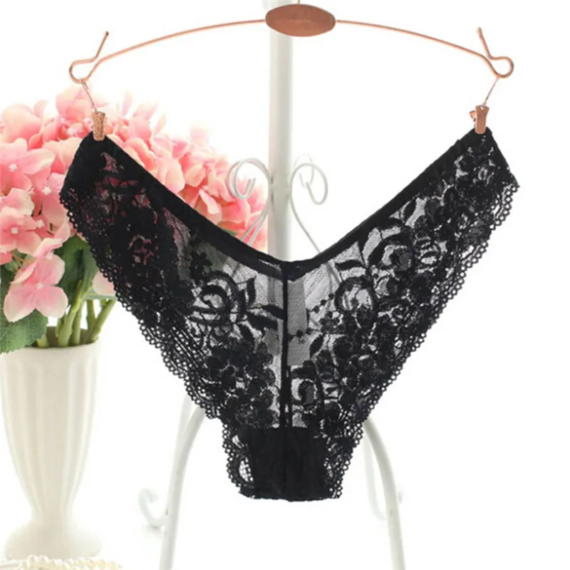 

6 Colors Plus size 4XL Sexy Women Briefs Panties Lace Underwear Woman Big size Lingerie Transparent Thongs Tanga String