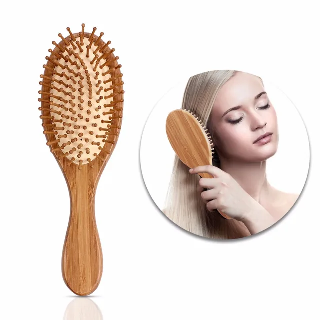 Buy Natural Bamboo Hair Brush Massage Comb with Vent
