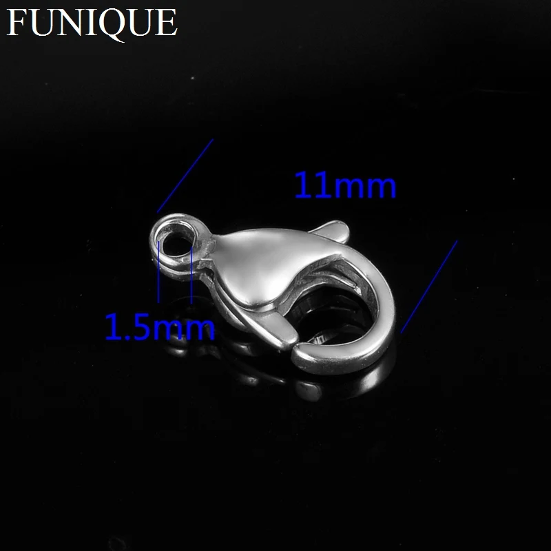

2018 FUNIQUE 50PCs Stainless Steel Lobster Clasps Findings Five Sizes Silver Tone Polished Stamping Blank Clasp For Bracelet DIY