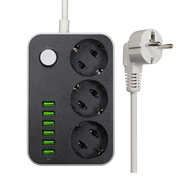 

LDNIO Smart USB Adapter Power Strip Charger 6 Port 5V 3.4A 2.4A 3 AC Outlets EU Socket Extension Plug For Iphone 7 6s Samsung