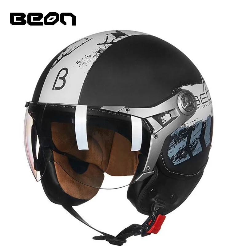 Горячая Распродажа BEON moto rcycle шлем Винтажный Мужской Женский moto capacete полулицевой шлем, одобренный ECE B100 - Цвет: 18