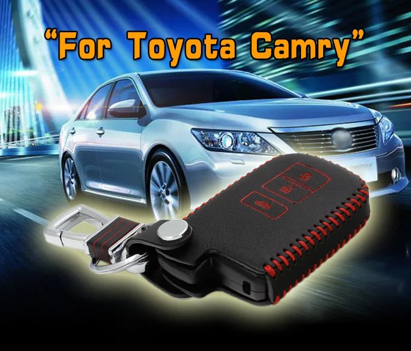 Puou Кожаный Футляр для ключей Автомобильный чехол для ключей для toyota camry 2012 автомобильный чехол для ключей кошелек держатель 2012 key2a