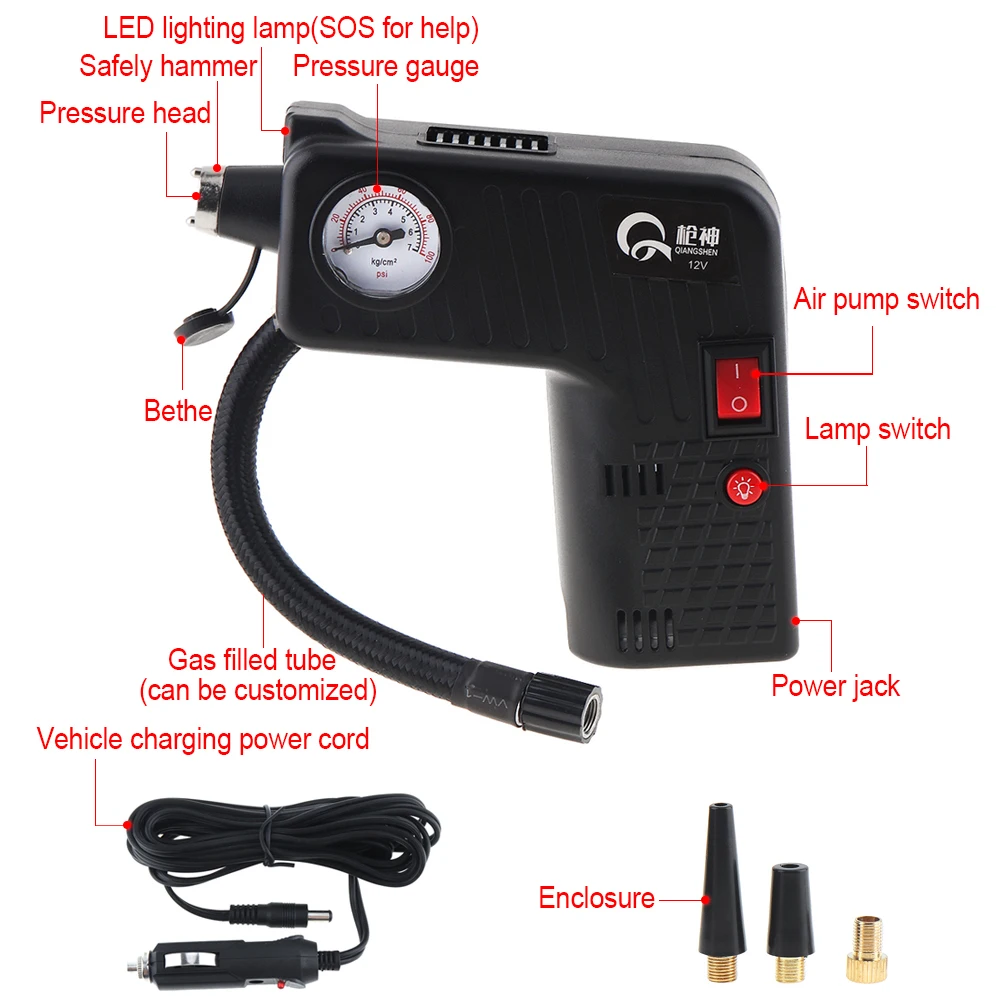 0-100PSI Portable 12V digital Car Air Compressor pump kompresor Tyre Tire Inflator with 3M Long Power Cord Cigarette Ligher Plug