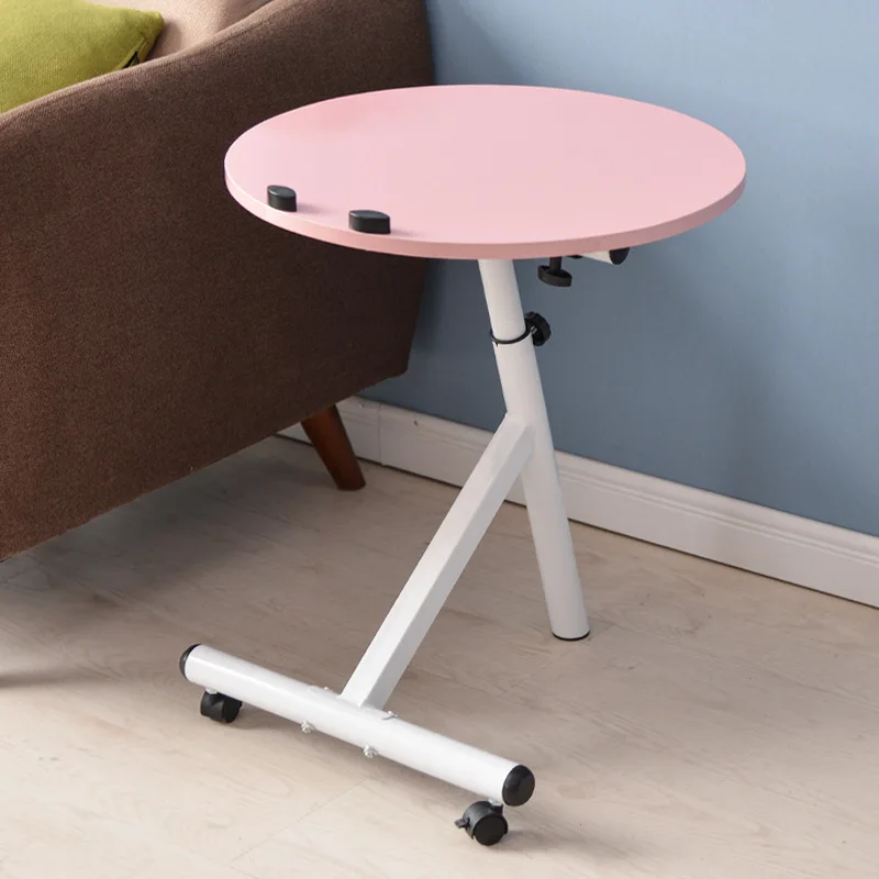 LK553 Multifunctional Angle and Height Adjustable Round Coffee Table Simple Free Movable Computer Desk Stable Stand Tea Table