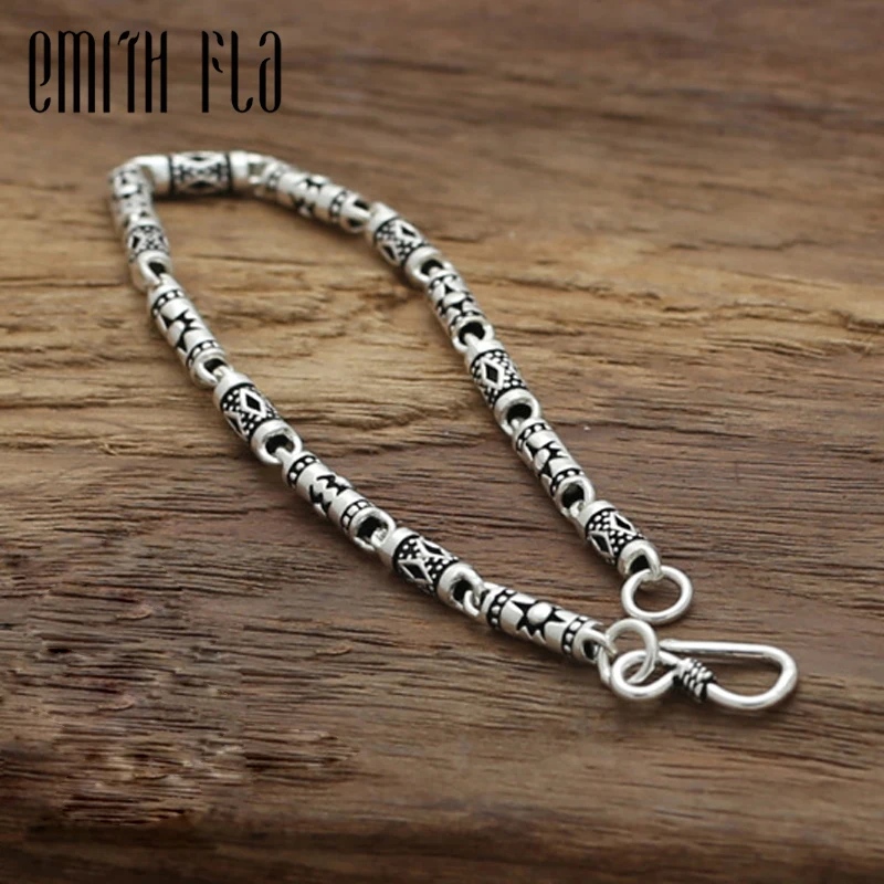 

Emith Fla Authentic 925 Sterling Silver Bangle Opening Engrave Fashion Jewelry for Women Men Vintage Thai Silver Bracelets