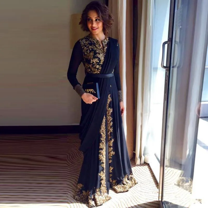Lange Mouwen Robe De Soiree Avondjurk Gold Emboridery Abaya Dubai A-lijn Applicaties Kaftan Arabisch Wedding Party Dress Lange Mouwen Robe De Soiree Avondjurk Gold Emboridery Abaya Dubai A-lijn Applicaties Kaftan Arabisch Wedding Party Dress
