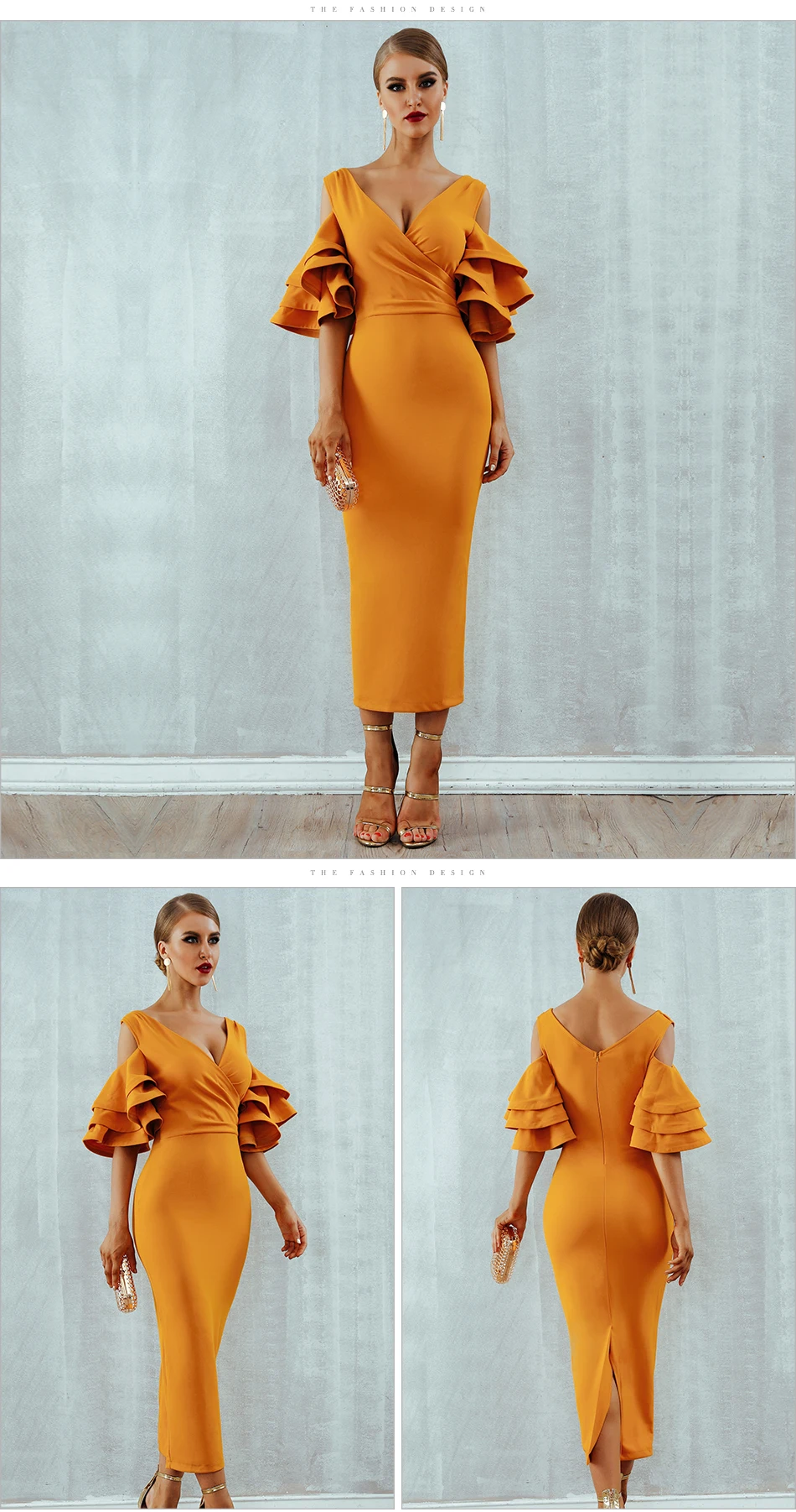 Новое летнее женское Клубное платье Vestidos Verano синие вечерние платья знаменитостей Желтый Красный рябь короткий рукав-бабочка миди платье