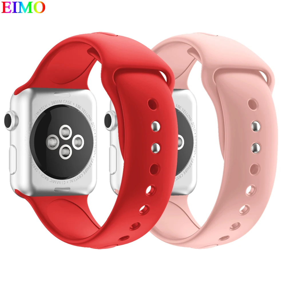 

EIMO Silicone Sport strap for apple watch band 4 44mm 40mm iwatch series 3/2/1 42mm 38mm watchband wrist bracelet accessories