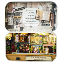 DIY Кукольный дом коробка театральная ностальгическая тема миниатюрная сцена деревянный кукольный домик Миниатюрная игрушка мебель в счастливом уголке Q005# E