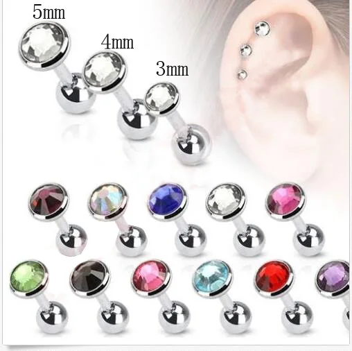 

New Fashion Women Men Ear Studs Surgical Steel Cartilage Earrings Lip Piercing Jewelry 3mm 4mm 5mm
