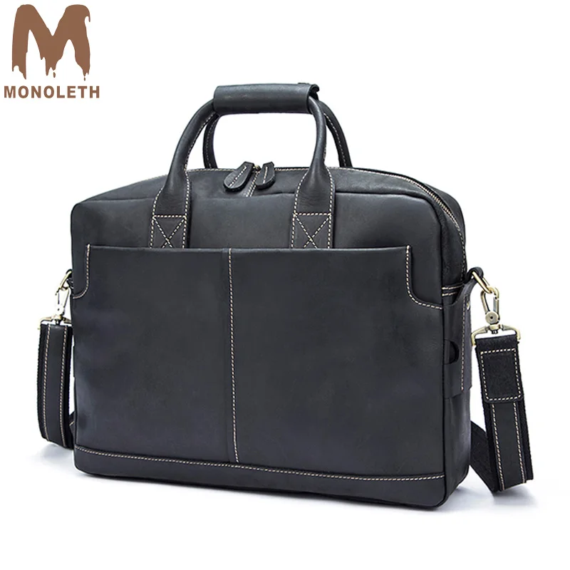 

MONOLETH handbags 2018 Fashion Luxury Italian Genuine Leather Briefcases Men's Bag Casual Retro simple style male Crossbody Bag