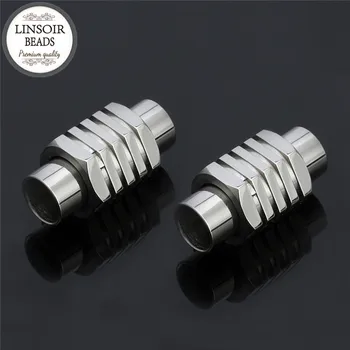 

2pcs Hole Size 5/6mm Strong Magnetic Clasps For Leather Bracelet Stainless Steel End Caps Connectors For Jewelry Making F5289