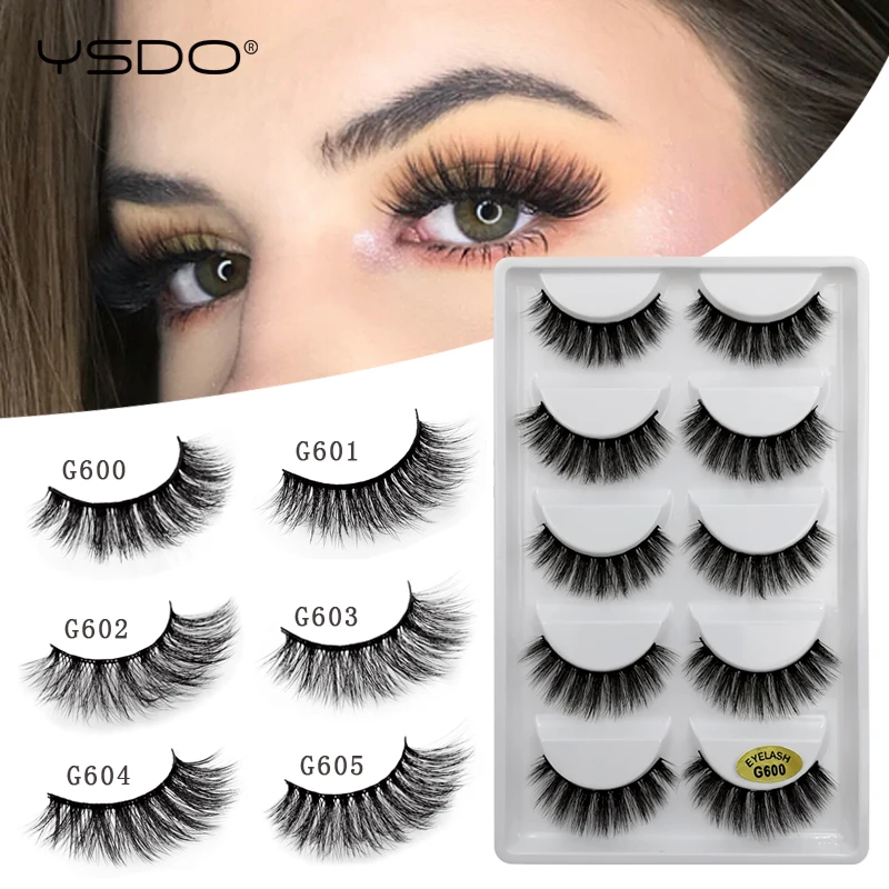 

YSDO 5 pairs mink eyelashes hand made makeup 3d mink lashes natural false eyelashes long eyelashes extension faux lash maquiagem
