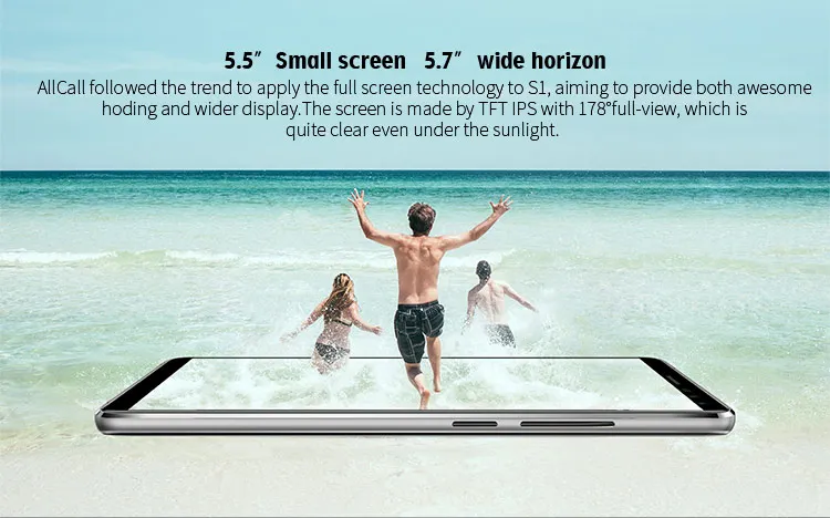 ALLCALL S1 2GB RAM 16GB ROM MTK6580A 1.3GHz Quad Core 5.5 Inch IPS Full Screen Quad Camera Android 8.1 3G Smartphone
