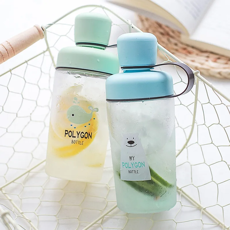 

400 Ml Portable Creative Cartoon Cute Trend Cup Men and Women Students Summer Fresh Water Glass Plastic Simple Hand Glass