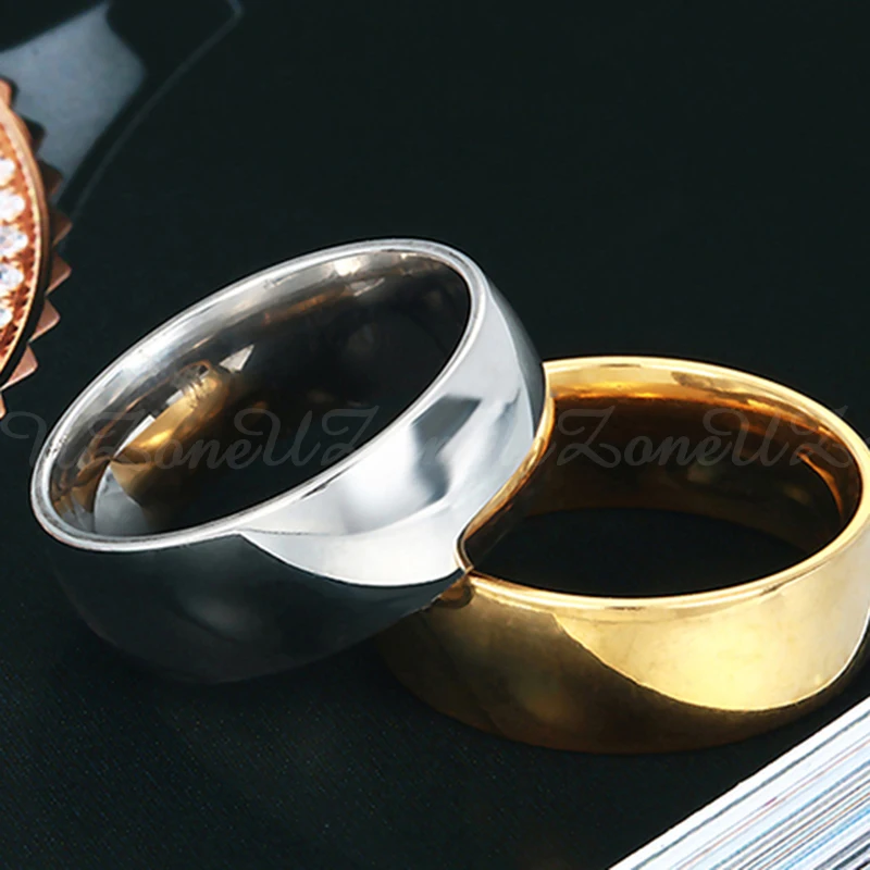 UZone 8 мм нержавеющая сталь простое кольцо для мужчин женщин модные ювелирные изделия обручальные кольца Прямая поставка