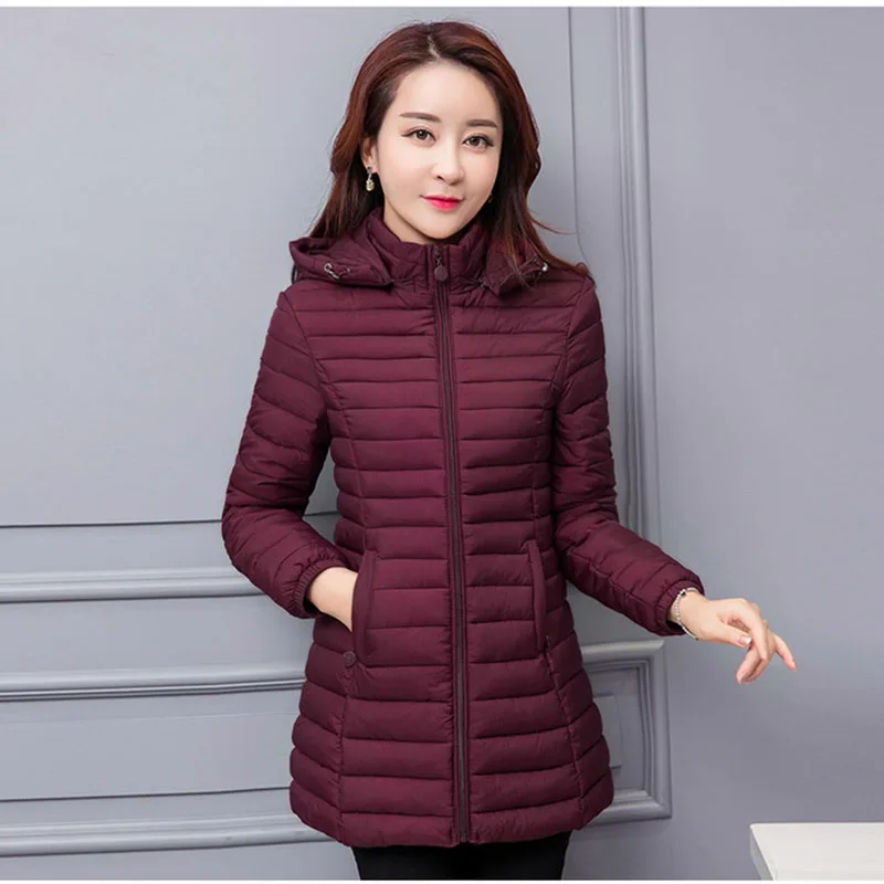 2018 winter jacket women parka Large size Thicken warm Hooded long Slim Solid Down cotton coat jacket women Outwear Parkas