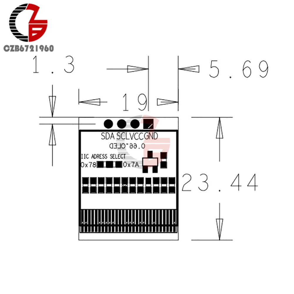 Белый 0,66 дюймовый oled-дисплей 4PIN модуль 64x48 0,6" ЖК-экран IIC igc для Arduino AVR STM32