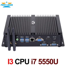 Мини-компьютер без вентилятора Мини-ПК Окна 10 Core i7 5550U 2 * RS232 Промышленные ПК Прочный PC 4 К Ultra HD Дисплей